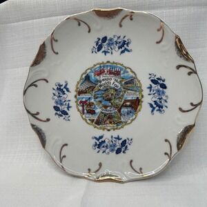 Vintage Expo 74 Worlds Fair Plate Spokane WA Japan Souvenir Blue Floral Gold
